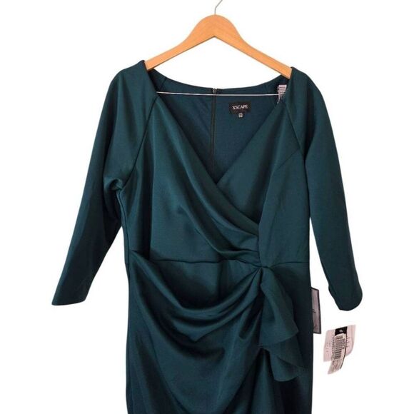 Xscape Lexi Scuba Ruched Side Green Size 18W Long Sleeve NWT - Picture 5 of 6